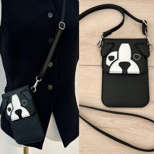 Save The Girls Black & White Pug Dog Touchscreen Cellphone Crossbody Purse